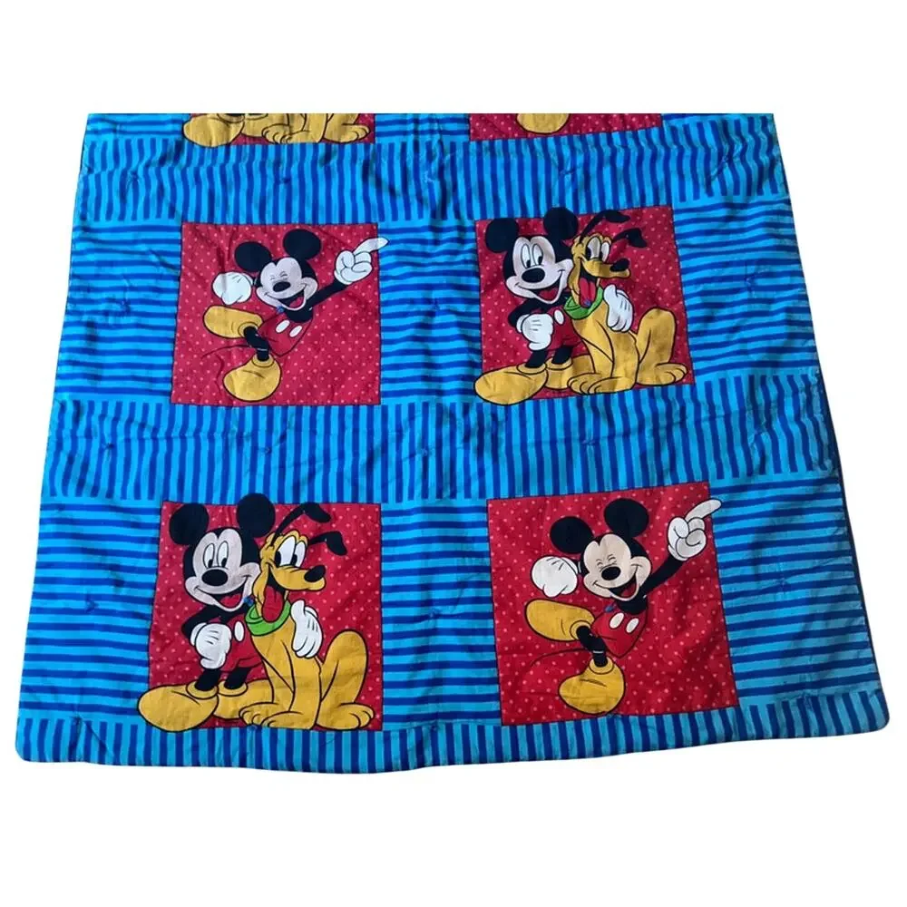 Vintage 1990s Disney Mickey Mouse and Pluto kids blanket handmade